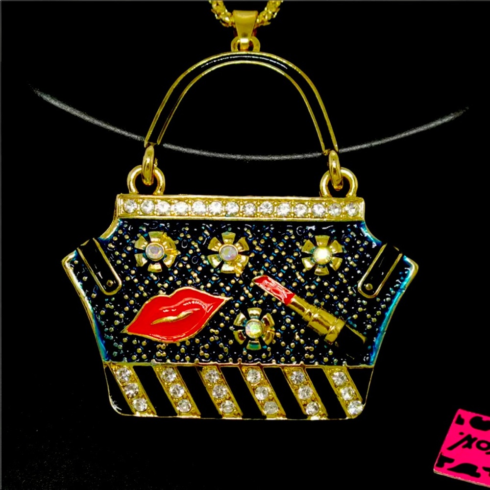 New BetseyJohnson Handbag Lipstick CrystalNecklace - Picture 1 of 6